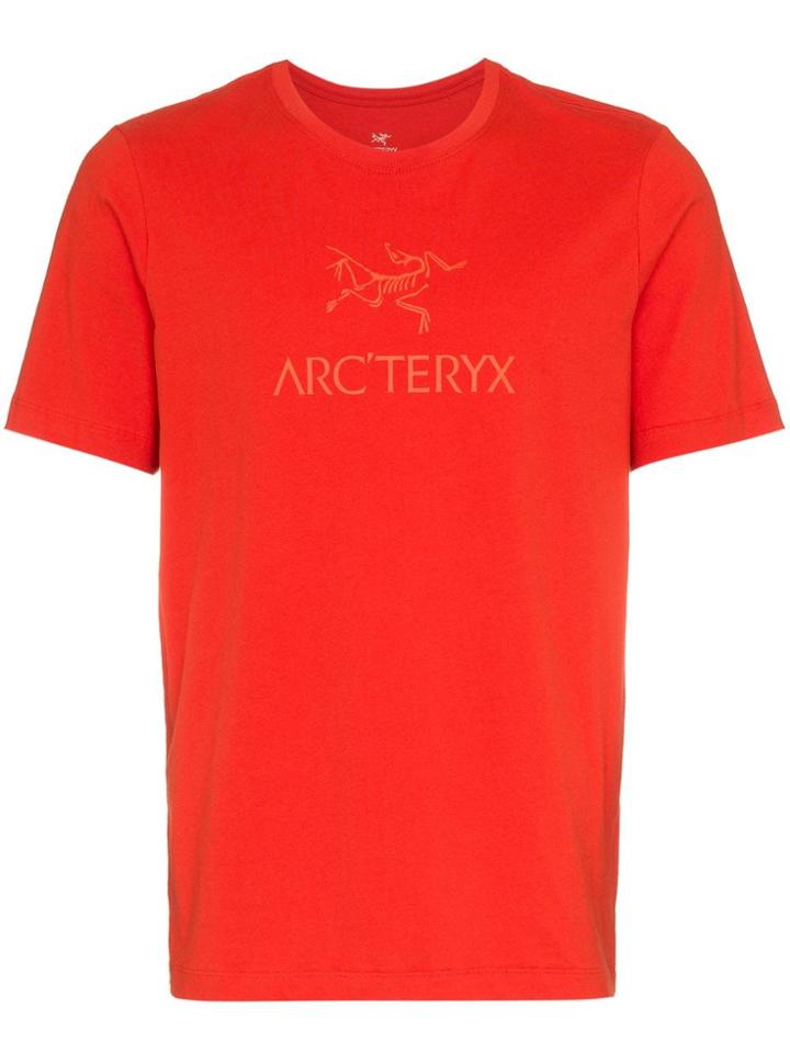 Arc'teryx Red Logo Printed Crew Neck Cotton T-shirt