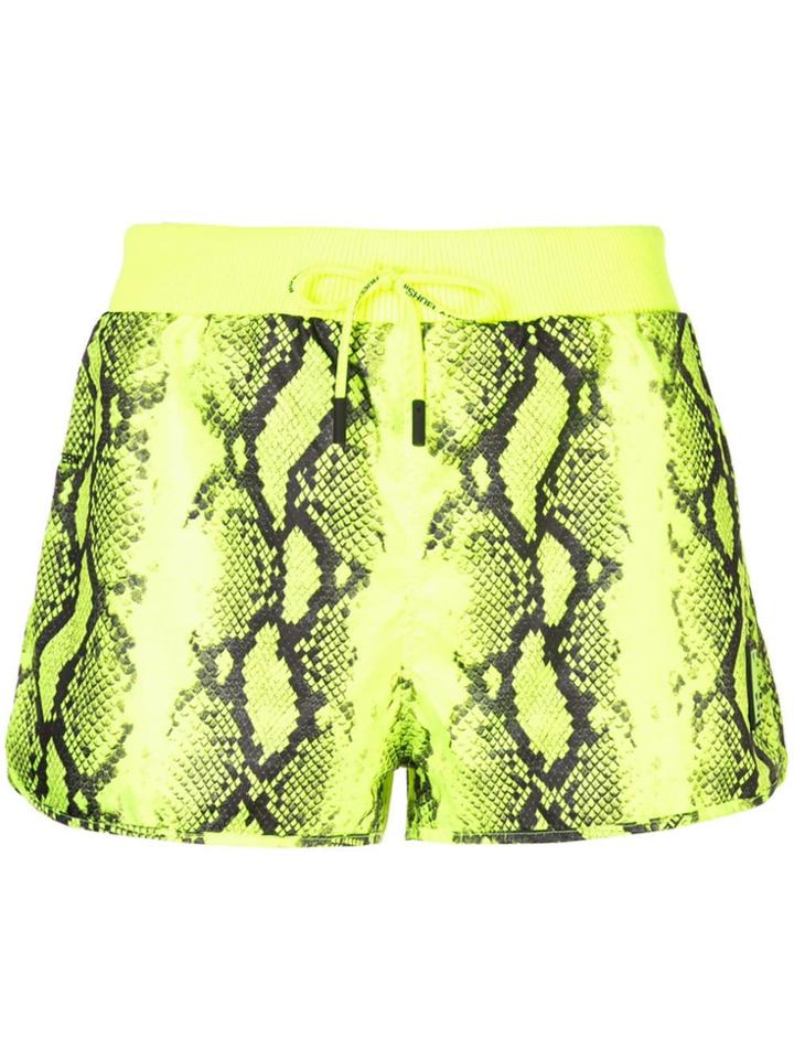 Off-white Snake Print Effect Shorts - Yellow