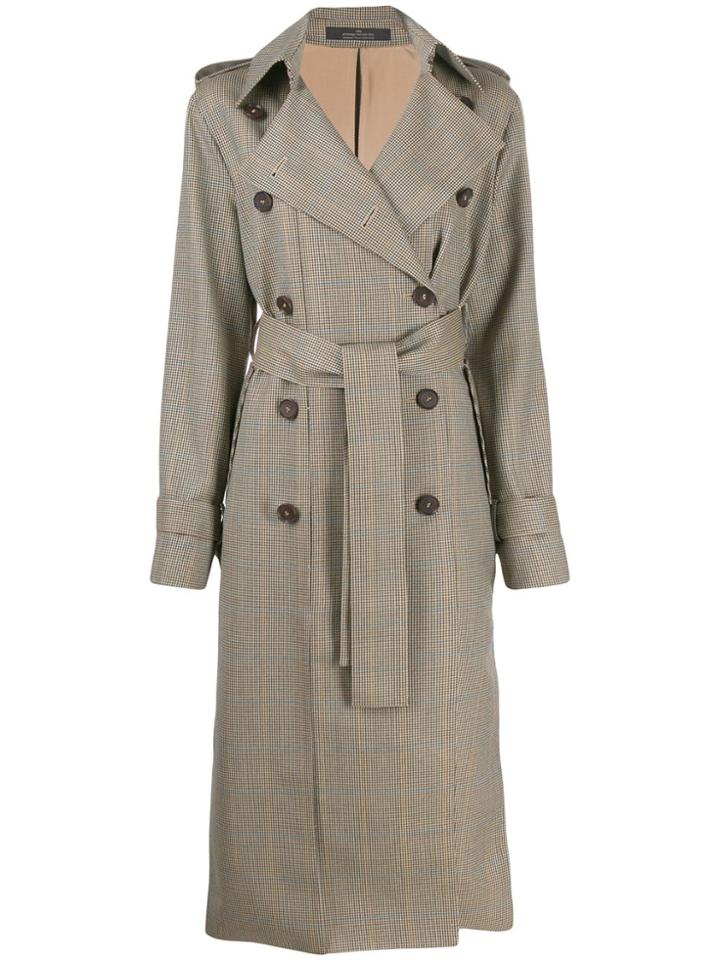 Rokh Dog-tooth Double-breasted Coat - Brown