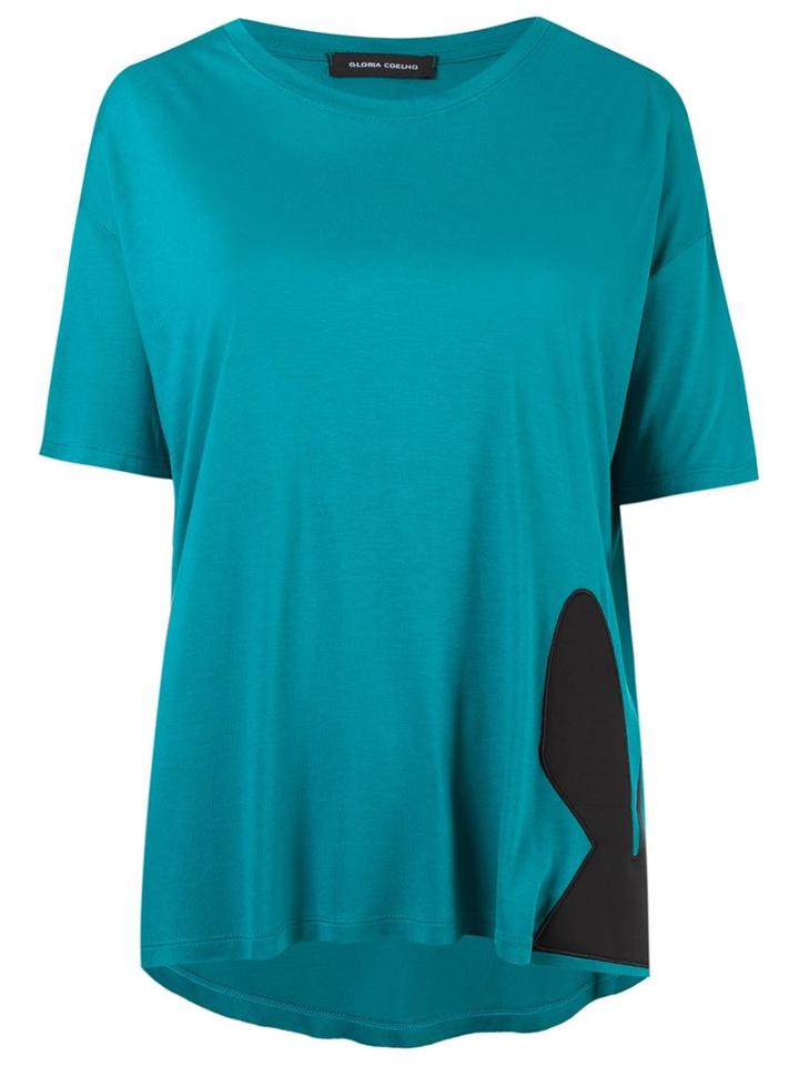 Gloria Coelho Round Neck Blouse, Women's, Size: Medium, Blue, Viscose