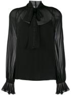 Max Mara Chiffon Pussy Bow Blouse - Black