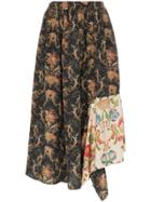 By Walid Frida Floral Print Asymmetric Skirt - Mixed Frida