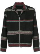 The Elder Statesman Stripe Zipped Jacket - Black