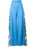 Emilio Pucci Shell Print Pleated Insert Palazzo Trousers - Blue