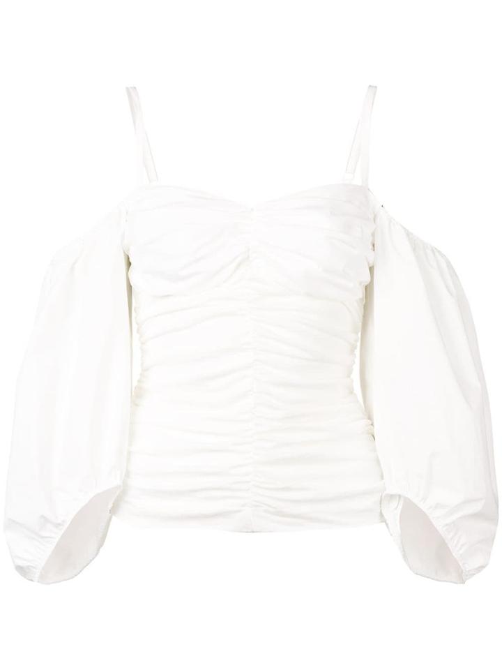 Pinko Cold-shoulder Ruched Blouse - White