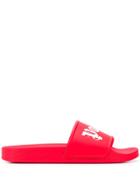 Palm Angels Branded Toe Straps Slides - Red