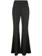 Staud Pinstriped Flared Trousers - Black