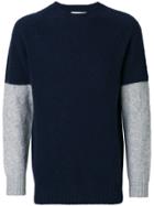 Ymc Contrast Sleeve Sweater - Blue