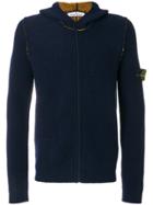 Stone Island Zip Up Hooded Cardigan - Blue