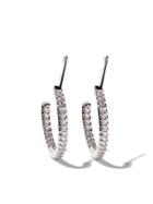 De Beers 18kt White Gold Micropavé Hoop Diamond Earrings