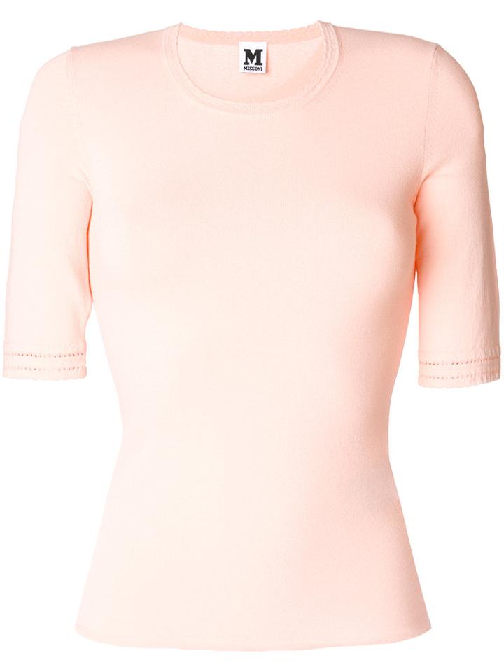 M Missoni - Scoop Neck Half Sleeve Top - Women - Polyester/viscose - 40, Pink/purple, Polyester/viscose