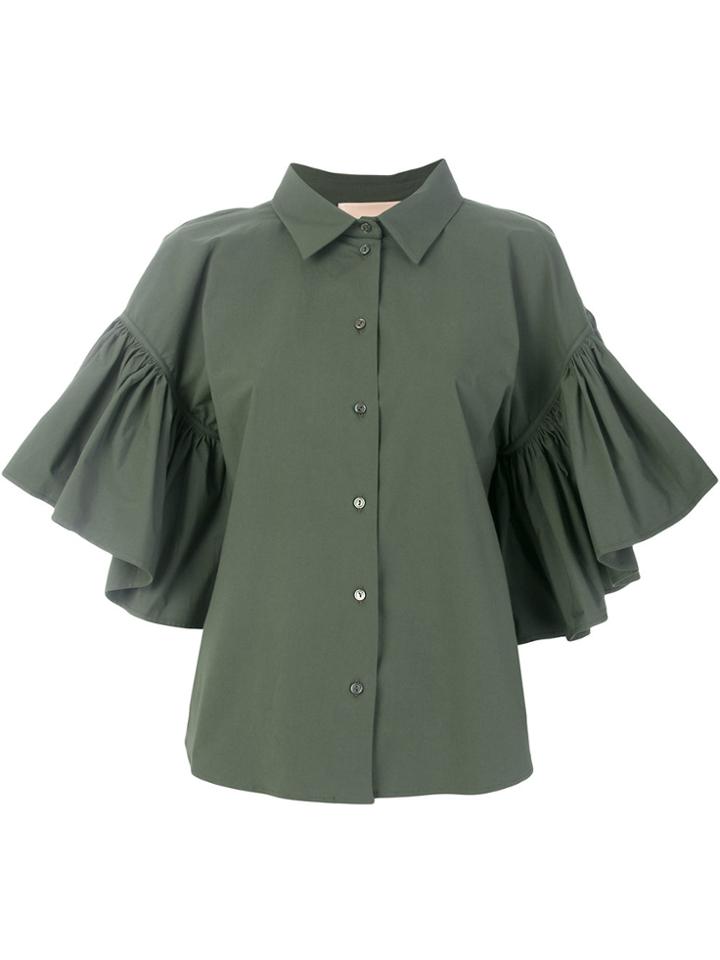 Erika Cavallini Frill Sleeve Shirt - Green