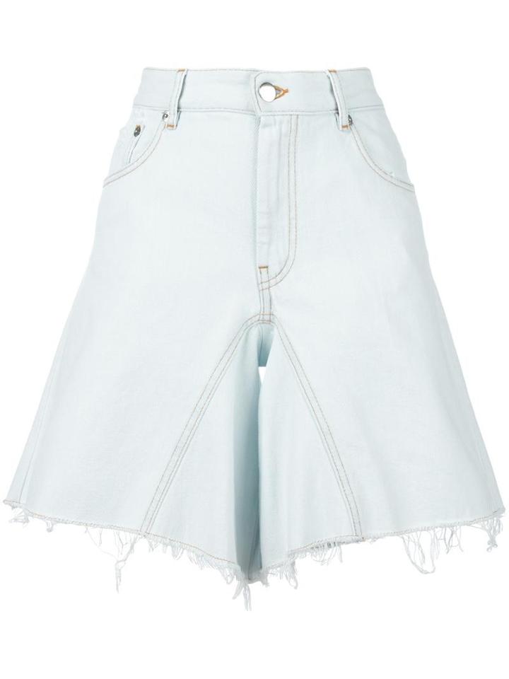 Mm6 Maison Margiela Raw Hem Shorts, Women's, Size: 40, White, Cotton