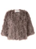 Yves Salomon Feathered Short Jacket - Grey