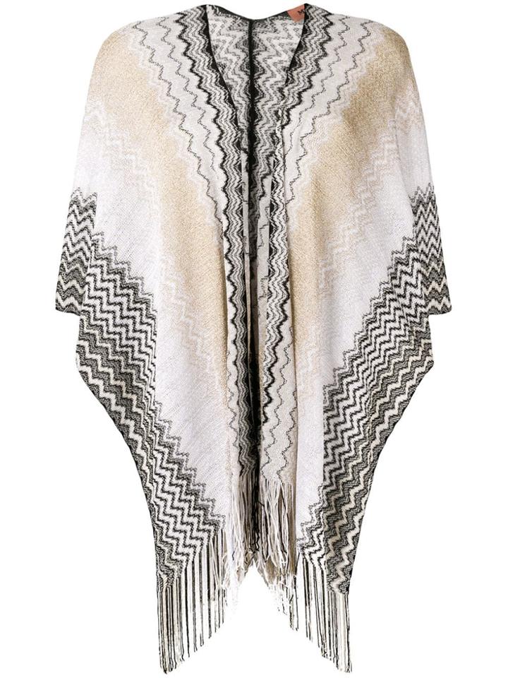 M Missoni Geometric Embroidery Poncho - Neutrals
