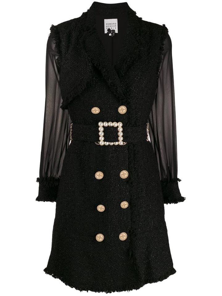 Edward Achour Paris Long-sleeve Belted Dress - Black