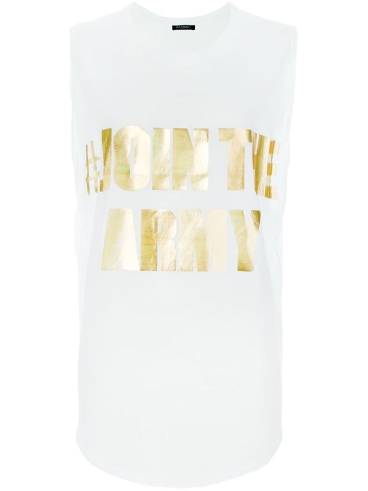 Balmain Join The Army Sleeveless Top, Women's, Size: 38, White, Cotton