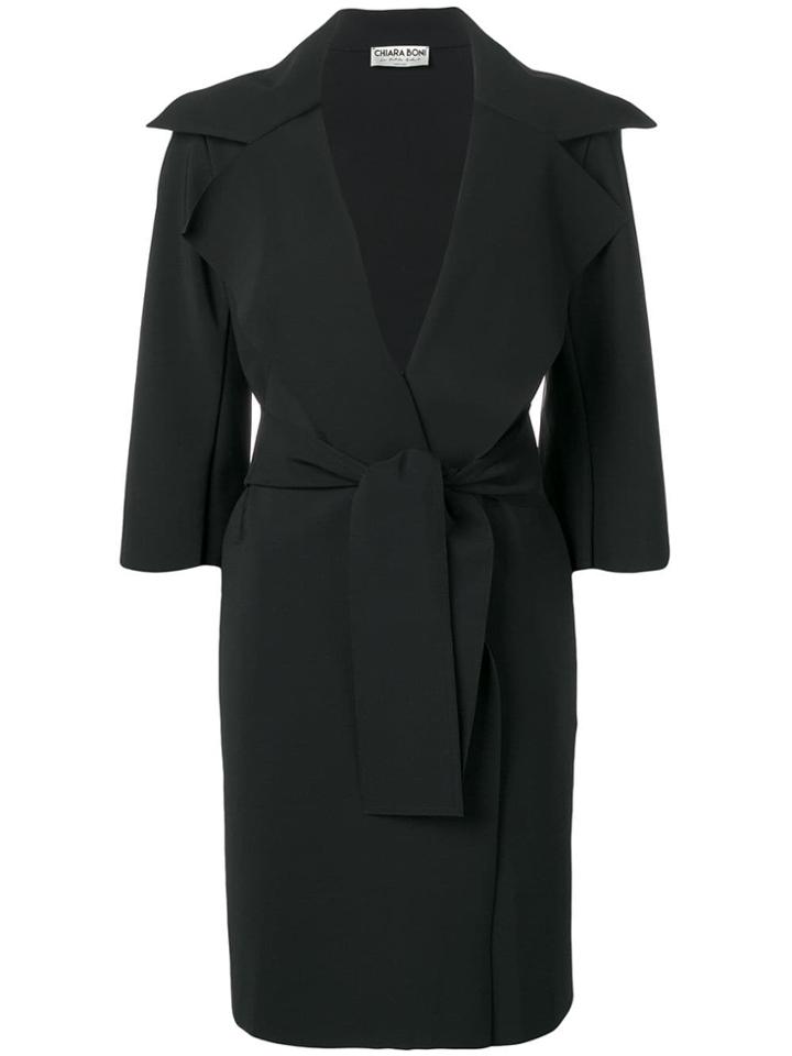 Le Petite Robe Di Chiara Boni Belted Mid-length Coat - Black