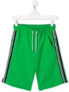 Gcds Kids Teen Logo Stripe Shorts - Green