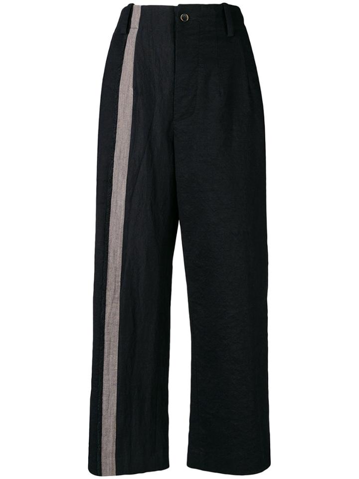 Uma Wang Side Panel Cropped Trousers - Black