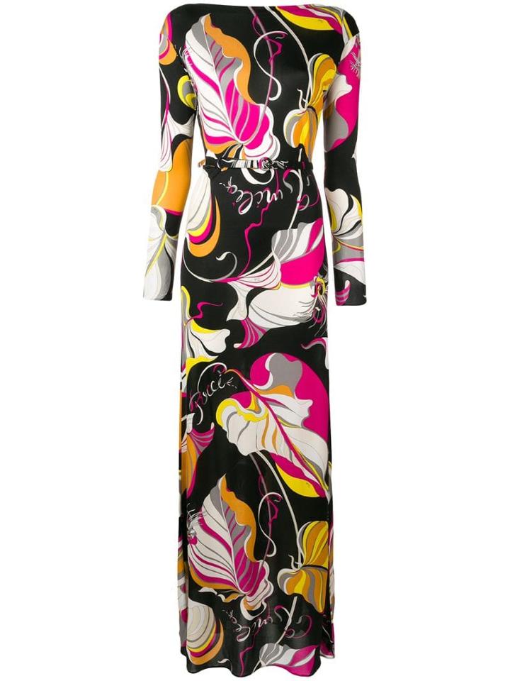 Emilio Pucci Frida Print Long Silk Dress - Black