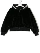 Dkny Kids Teen Furry Logo Print Jacket - Black