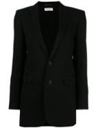 Saint Laurent Single Breasted Tube Jacket, Women's, Size: 40, Black, Virgin Wool/cotton/silk