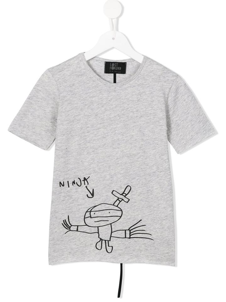 Lost And Found Kids Ninja Print T-shirt, Boy's, Size: 6 Yrs, Grey