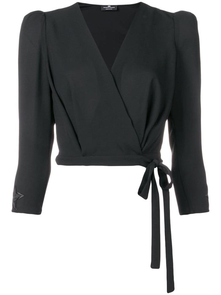 Elisabetta Franchi Wrap Crop Top - Black