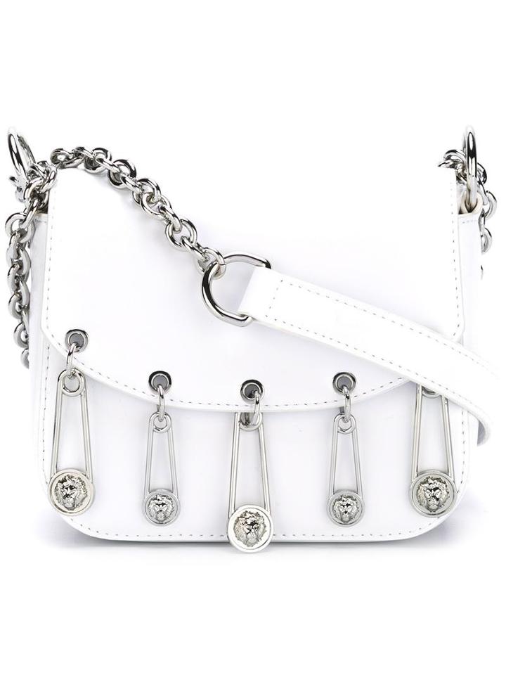 Versus Lion Pins Crossbody Bag, Women's, White, Calf Leather/cotton