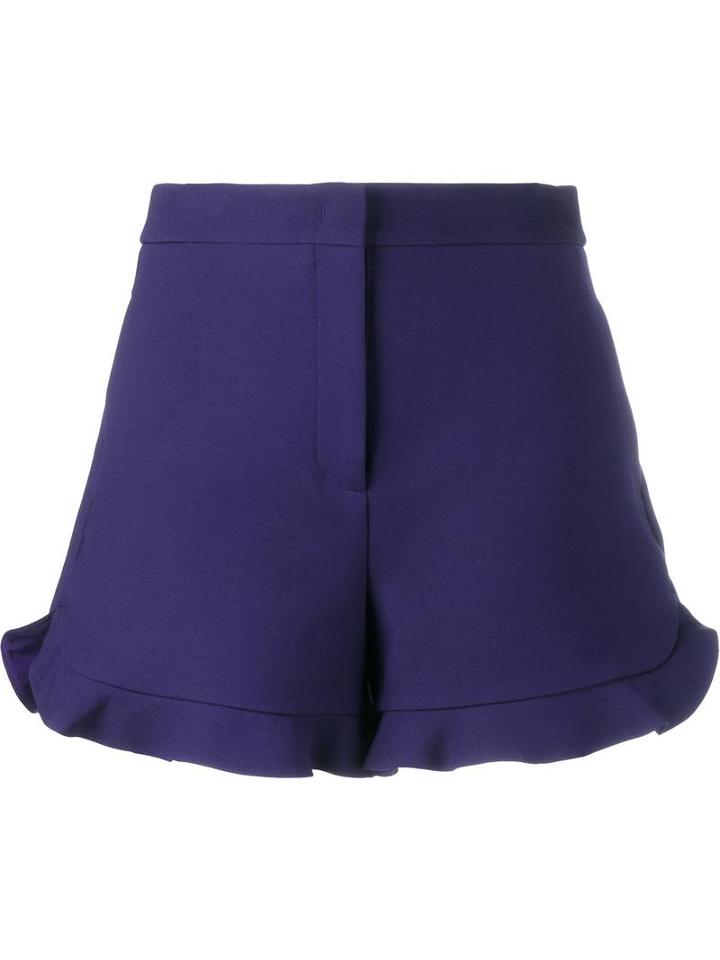 Fendi Ruffle Trim Shorts, Women's, Size: 40, Pink/purple, Silk/cotton/wool