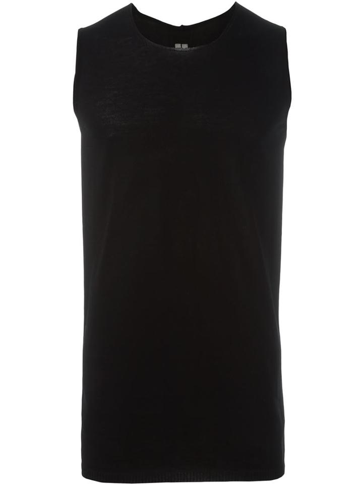 Rick Owens Round Neck Tank Top, Men's, Size: M, Black, Cotton