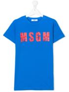 Msgm Kids Logo Printed T-shirt - Blue