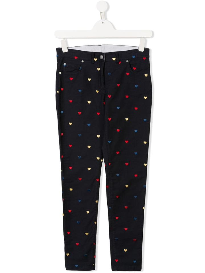 Stella Mccartney Kids Teen Embroidered Tapered Chinos - Blue