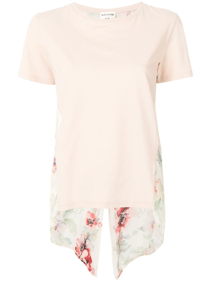 Semicouture Floral Panel T-shirt - Brown