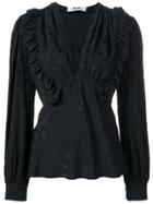 Msgm Ruffled Spotted Blouse - Black