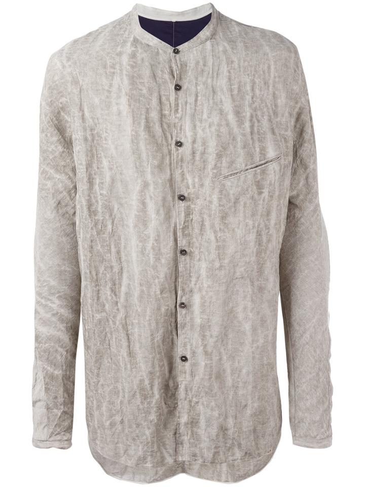 Ziggy Chen Crumpled Detail Shirt, Men's, Size: 52, Nude/neutrals, Cotton/metal