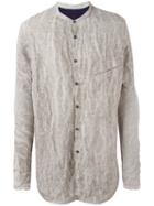 Ziggy Chen Crumpled Detail Shirt, Men's, Size: 52, Nude/neutrals, Cotton/metal
