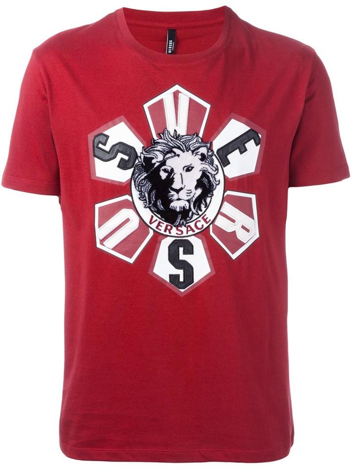 Versus Logo Print T-shirt, Men's, Size: Xxl, Red, Cotton/polyester/viscose