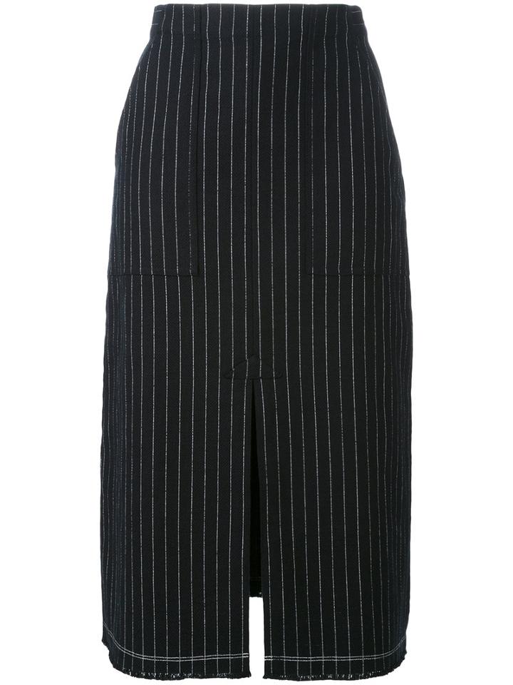 T By Alexander Wang - Striped Skirt - Women - Cotton - 4, Blue, Cotton