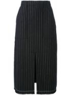 T By Alexander Wang - Striped Skirt - Women - Cotton - 4, Blue, Cotton
