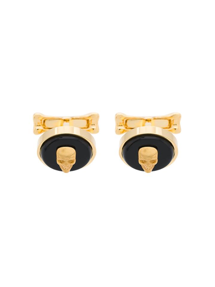 Alexander Mcqueen Embossed Skull Cufflinks - Metallic