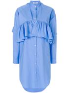 Msgm Ruffle Shirt Dress - Blue