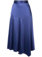 Des Prés Asymmetric Satin Skirt - Blue