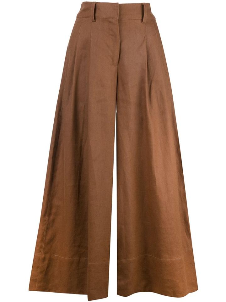Nicholas Colour Block Flared Trousers - Brown