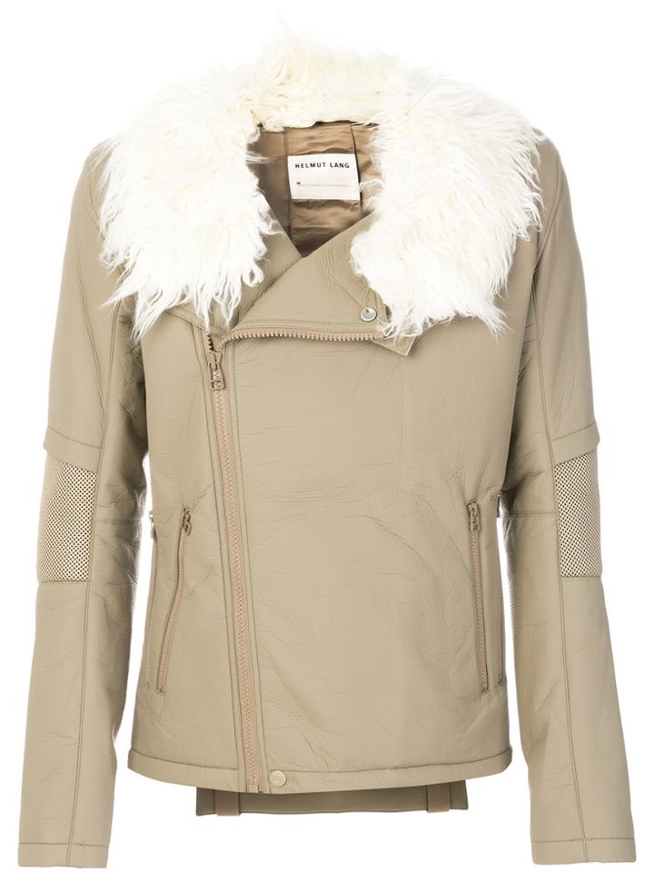 Helmut Lang Faux Leather Biker Jacket - Nude & Neutrals