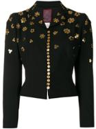 John Galliano Vintage Button Embellishments Cropped Jacket - Black