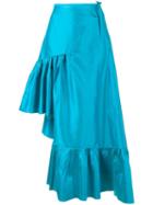 Marques'almeida Tiered Asymmetric Skirt, Women's, Size: 12, Blue, Silk