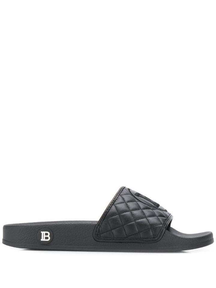Balmain Balmain-embroidered Pool Slides - Black