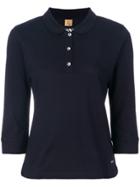 Fay Cropped Sleeved Polo Top - Blue